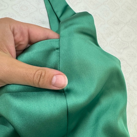 Abercrombie & Fitch Sculpting Stretch Satin Midi Dress Teal Green - Picture 11 of 14